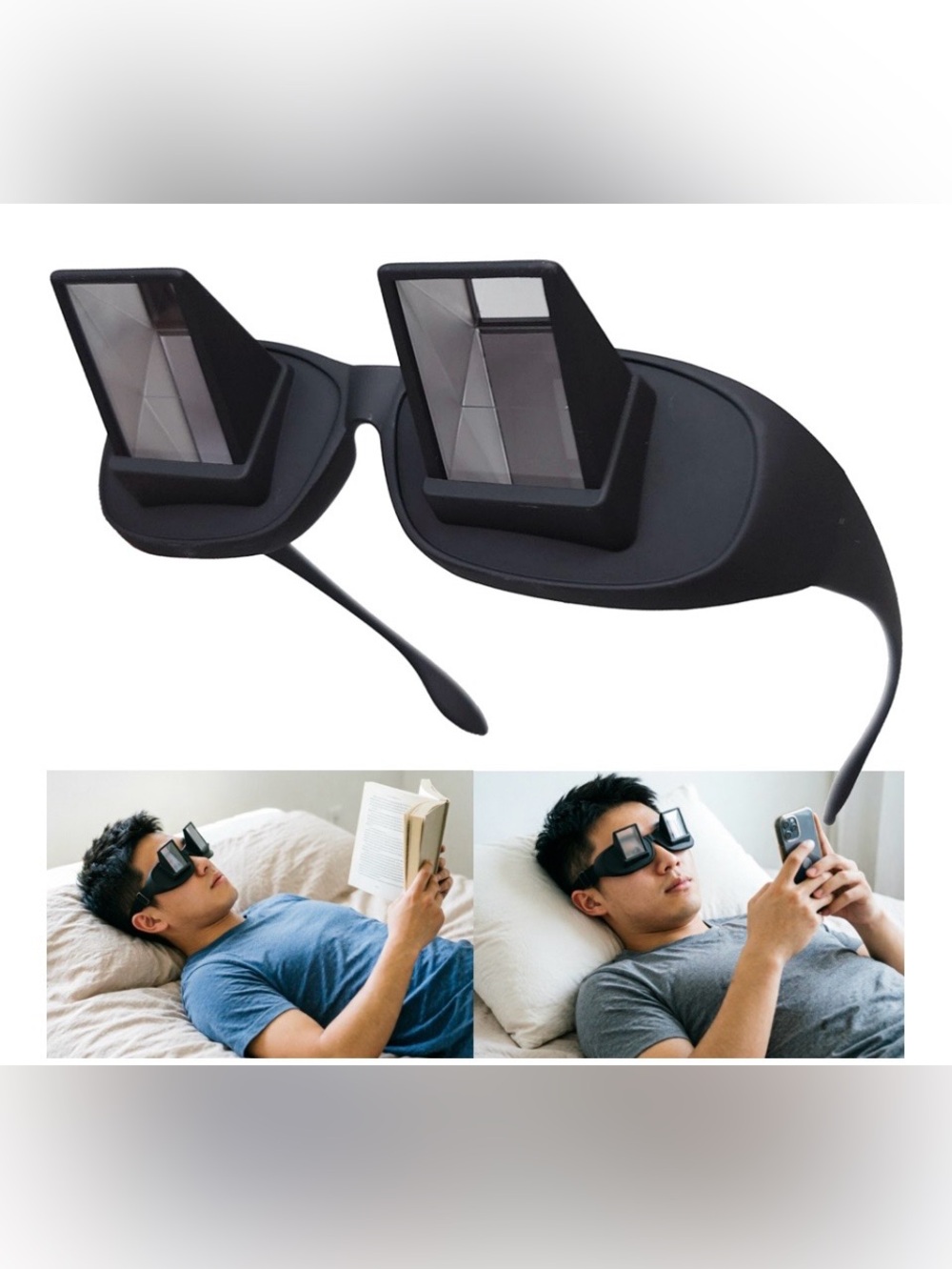 90 Degree Lazy Bed Prism Reading Glasses Spectacles for Reading Watching TV
